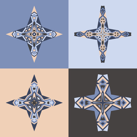 Vector emblem design templates and patterns. Abstract decorative icons. Set of creative crosses.のイラスト素材