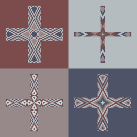 Vector emblem design templates and patterns. Abstract decorative icons. Set of creative crosses.のイラスト素材
