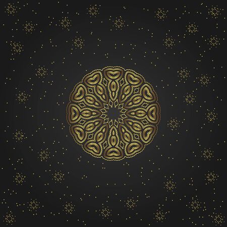 Golden circular shape, creative eastern symbol, luxury ornamental pattern, vector illustrationのイラスト素材
