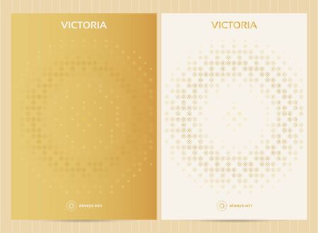 A4 size cards in golden color with circular elements.のイラスト素材