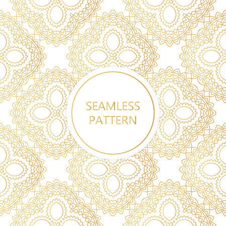 Golden seamless pattern on white background, islamic, oriental, eastern style.Template with luxury...