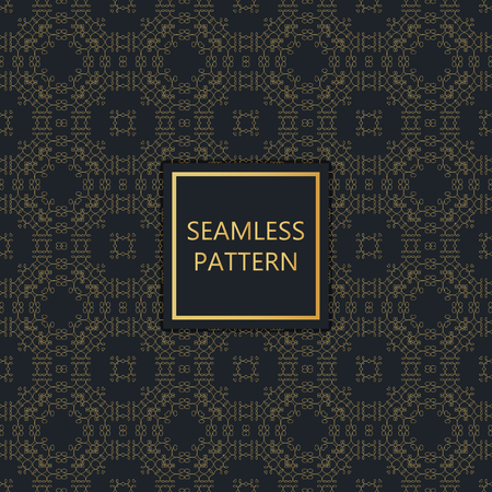 Golden seamless pattern on black background, islamic, oriental, eastern style.のイラスト素材