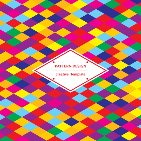 Square bright background with colorful gradient rhombs. Vector pattern template for flyer, card, brochure, cover, textile, tile, etc.のイラスト素材