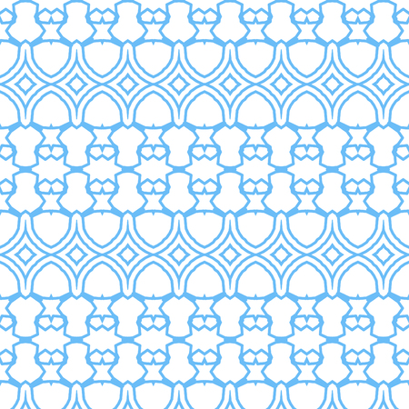 Seamless border isolated on white. Decorative tileable blue ornament . Vector illustration.のイラスト素材