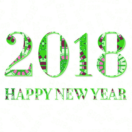 2018 year illustration decorated with abstract decorative geometric patternのイラスト素材