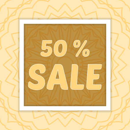 Sale template, discount banner with mandala background. Vector illustrationのイラスト素材