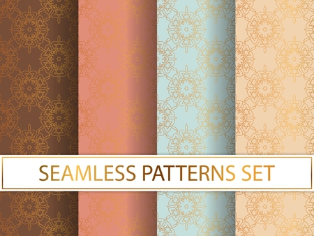 Set of patterns in golden colorsのイラスト素材