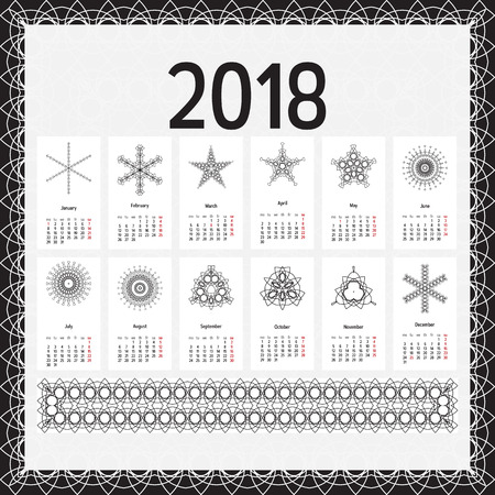 2018 year calendar template.のイラスト素材