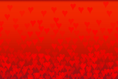 Red pattern with flowing defocused chaotic blurred hearts.のイラスト素材
