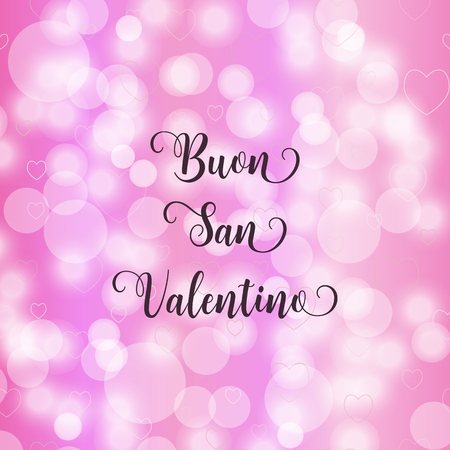 Happy Valentine's day Italian language Buon San Valentino.Blurred defocused background with hearts. Vector illustrationのイラスト素材