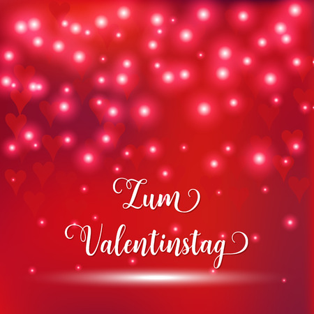 Valentine's day German language Zum Valentinstag . Blurred defocused background with hearts. Vector illustration.のイラスト素材
