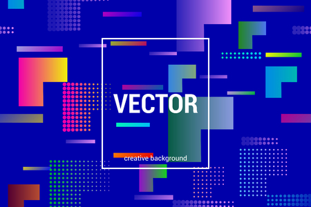 Vector background with geometric shapes and halftone elements in trendy gradient colors.のイラスト素材