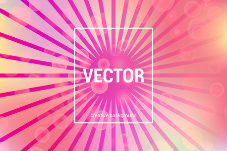 Vector colorful background with bokeh circles and rays in trendy colors.のイラスト素材
