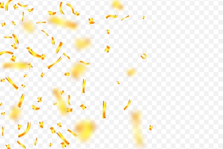 Golden confetti on transparent background. Vector illustration.のイラスト素材