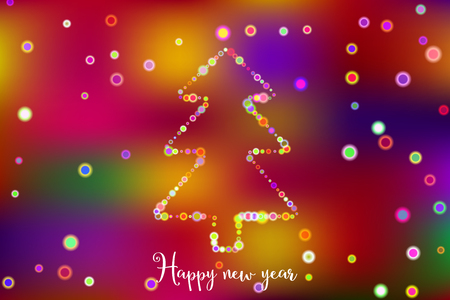 Happy New Year vector illustration with abstract new year bokeh tree.のイラスト素材