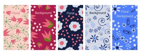 Social media stories banners set, story, floral templates for cover, flyer, brochure, vector bright backgrounds collection.のイラスト素材