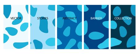 Social media stories banners set, story, texture with abstract blue stones, templates for cover, flyier, brochure, vector trendy backgrounds collection.のイラスト素材
