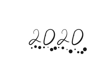 2020 handwritten text isolated on white.のイラスト素材
