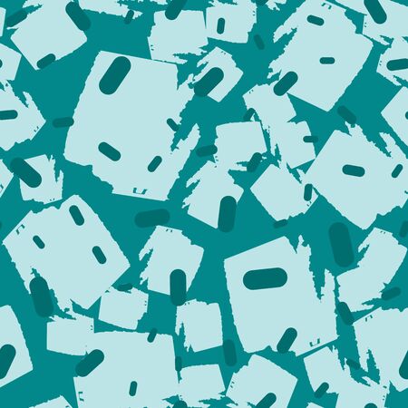 Seamless pattern with hand drawn brush strokes and dots. Creative beautiful header background. Bright colorful artworks. Collage with textured doodle shapes.のイラスト素材