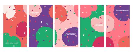 Social media banners. Set of banners for social media stories with grunge textures. Story templates...