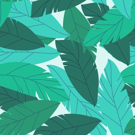Floral seamless pattern with green leaves, vector illustration.のイラスト素材