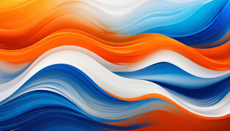abstract background with smooth lines in orange, blue and white colorsの素材