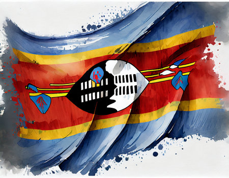 Grunge Swaziland flag. Watercolor painting. Vector illustration.の素材
