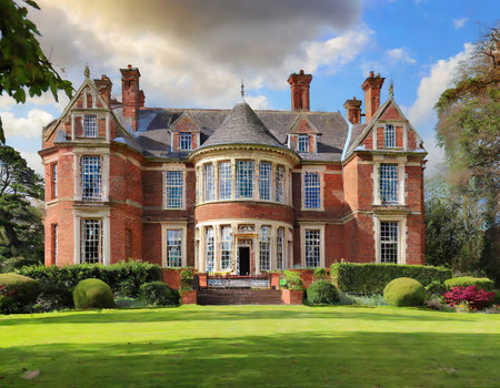 English style mansion in the garden.の素材