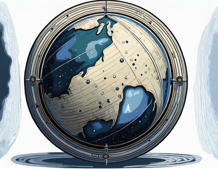 Porthole view of the planet Earth from space. Vector illustration.の素材