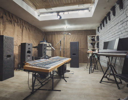 Sound recording studio with professional equipment and equipment. Professional music equipment.の素材