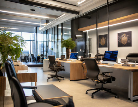 Interior of a modern office. Nobody in the room. Nobody insideの素材