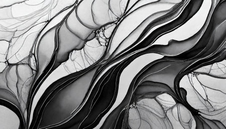 Abstract background of black and white acrylic paints in black and white tonesの素材