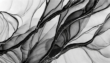 black and white abstract background, hand drawn alcohol painting, liquid ink techniqueの素材