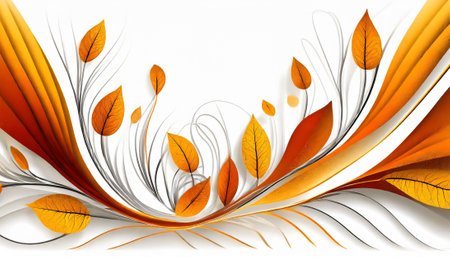abstract background with autumn leaves. 3D illustration. White background.の素材