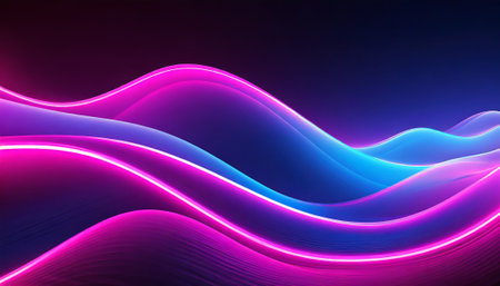 abstract background with glowing wavy lines, 3d render illustrationの素材