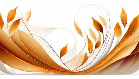 abstract floral background with yellow and orange leaves on a white backgroundの素材
