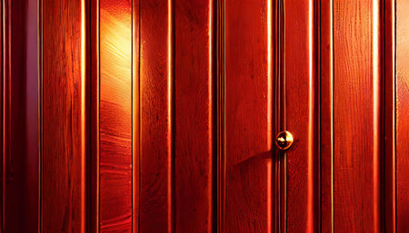 Wooden door in red color, close-up. Background.の素材