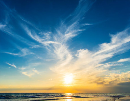 Beautiful sunset on the beach and sea - boost up color processingの素材