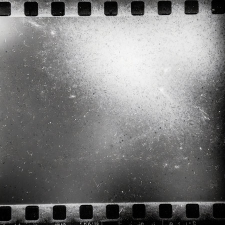 Film strip with some damage on it in black and white (see more in my portfolio)の素材