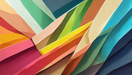 Colorful origami paper background, close up of colorful paper sheetsの素材