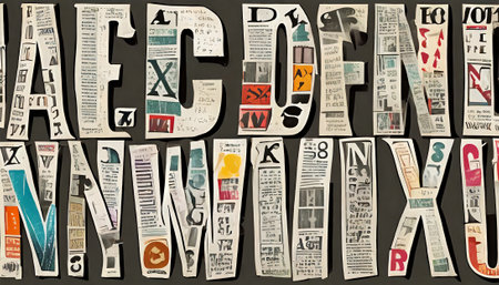newspaper collage on a black background with the word economyの素材