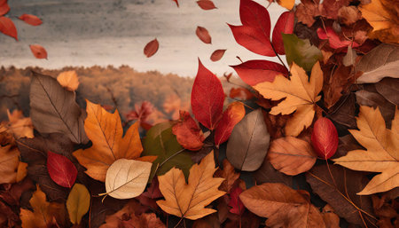 Autumn leaves background with copy space for your text. Fall conceptの素材