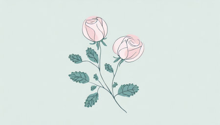 Hand drawn rose flowers on a light blue background. Vector illustration.の素材