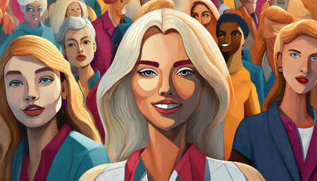 Group of people with different skin colors. Cartoon style. Vector illustration.の素材