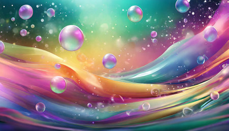 abstract colorful background with some smooth lines in it and some bubblesの素材