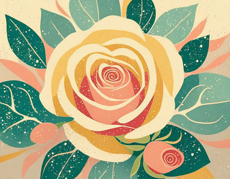 Retro floral background with roses and leaves. EPS 10 vector file includedの素材