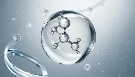 Molecular structure in water. 3d rendering, 3d illustration.の素材