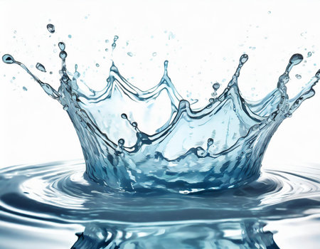 blue water splash isolated on white background. 3d rendering - illustrationの素材