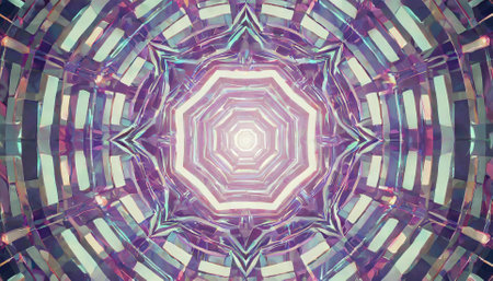 Abstract kaleidoscope background. Beautiful multicolor kaleidoscope texture. Unique kaleidoscope design.の素材