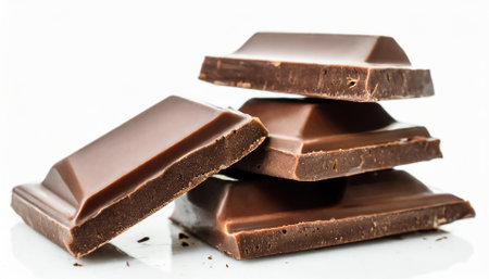 Chocolate bars on a white background. Selective focus. Toned.の素材